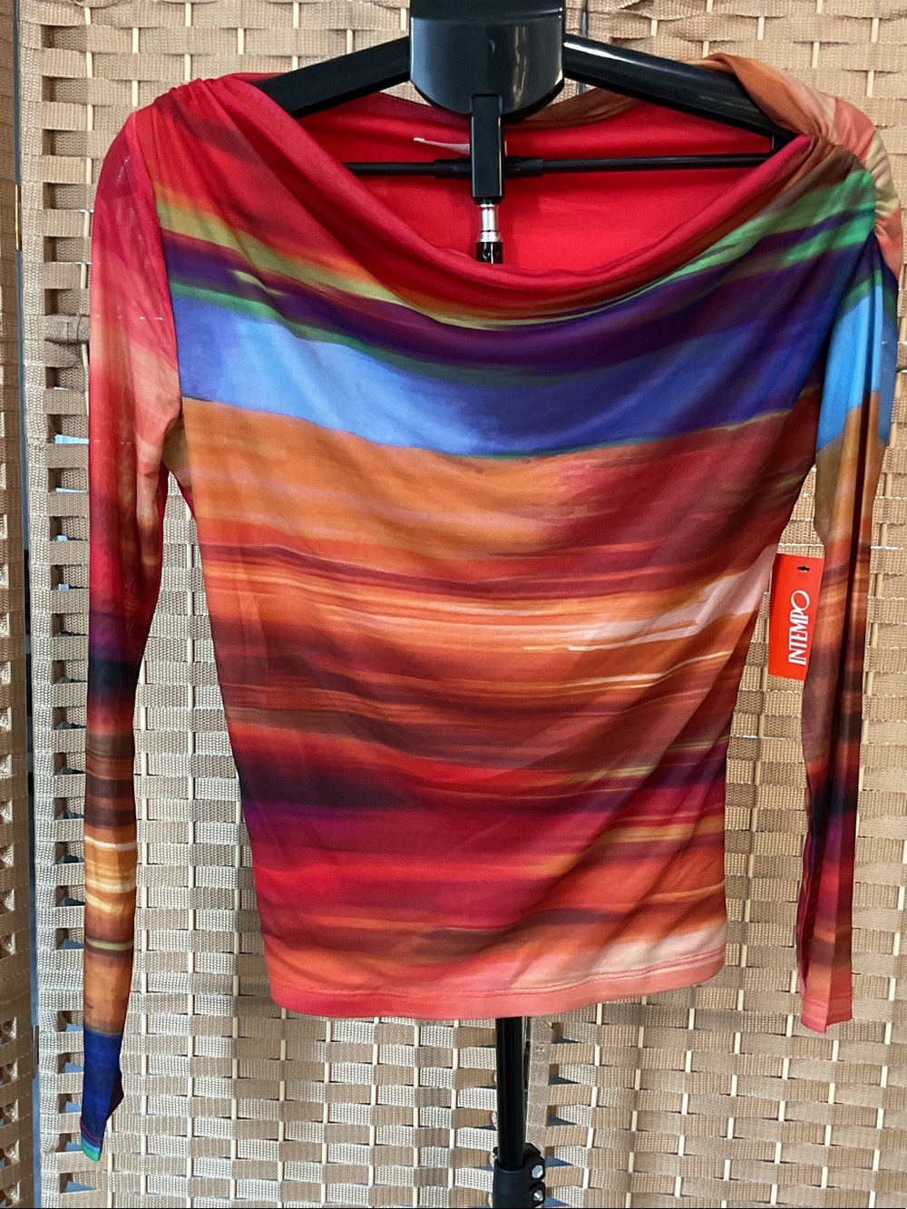 Multicolor Striped Boatneck Long Sleeve Top